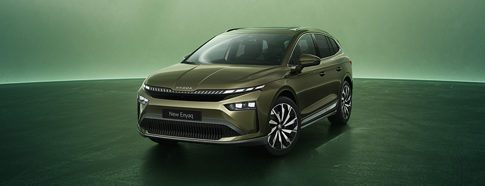 Bild zeigt einen grünen Skoda Elroq