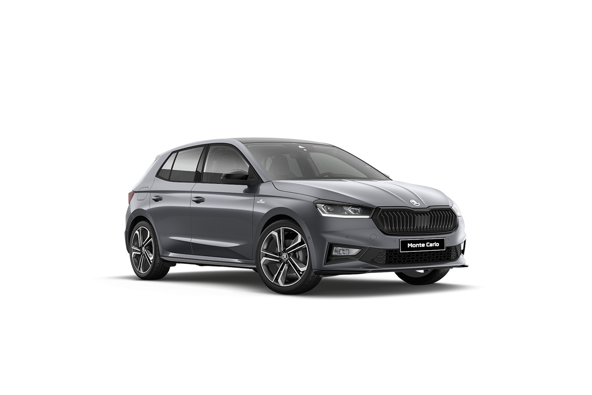 Bild von einnem graueen Skoda Fabia Monte Carlo